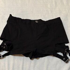 Women's Black Shorts with Buckle Details